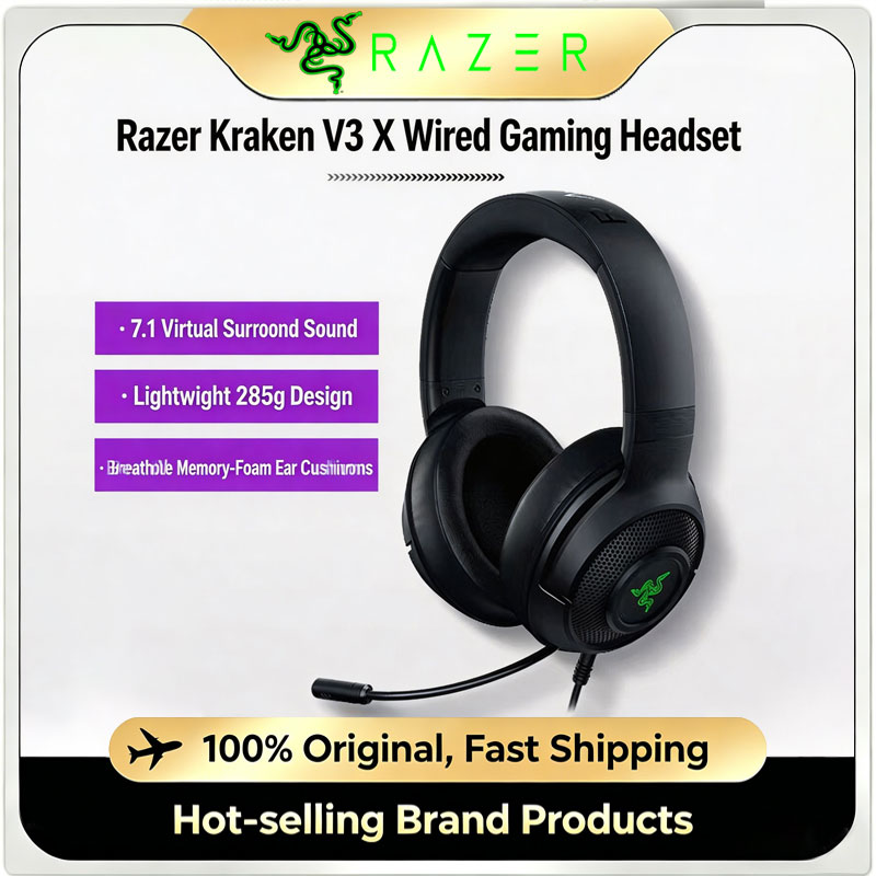 Gaming Headset Rgb - Razer Kraken V3 X Bedrade USB
