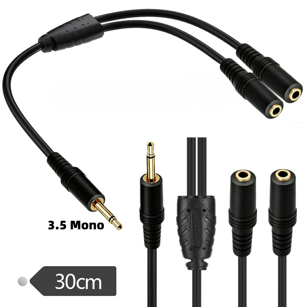 3.5mm TS Mono Male naar Dubbel - Earphone Splitter Jack recensie en prijs